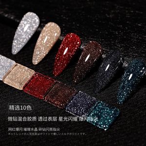 Glitter reflectante Efecto de esmalte de gel de uña espumoso Semi permanente para manicura Arte de uñas UV Gel de uñas