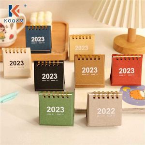 Refreshing Simple Solid Color 2023 Mini Desktop Paper Calendar Dual Daily Scheduler Table Planner Yearly Agenda Organizer Desk