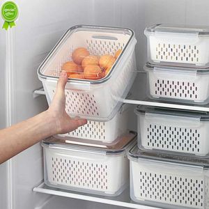 Réfrigérateur Organisateur Fridge Rangers Conteneurs Boîtes de fruits de légumes avec panier de drainage Food Freezer Pantry Accessoires