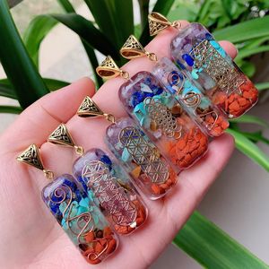 Reiki guérison puces colorées pierre Chakra naturel Orgone énergie pendentif collier pendule amulette Orgonite cristal colliers