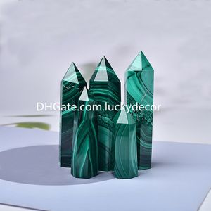 Reiki Malaquita Piedra preciosa Torre Artes Natural Auténtico Cristal Tallado Puntos Hermoso Cuarzo verde Obelisco Varita Piedra preciosa Regalo Protección de curación emocional