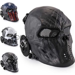 Reikirc Masque de crâne tactique Airsoft Airsoft avec protection de l'oreille CS Halloween Cosplay Masques X0809