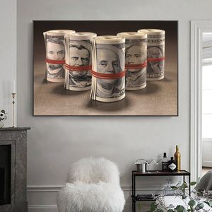 Reliabli Art A Bundle Dollar Retro Money Affiches et imprimés Canvas Painting Wall Art Pictures For Living Room Home Decoration