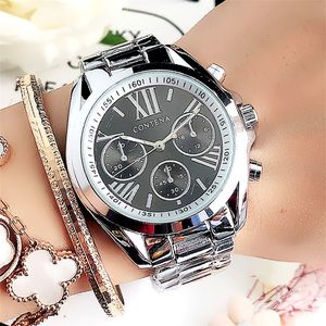 Relogio Feminino GENÈVE Designers De Luxe Marque En Acier Inoxydable Argent Cas Dames Poignet Résistant À L'eau Montres À Quartz Pour Femmes 220210