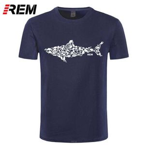 REM Shark Scuba Diver Camiseta Tee Buceador Buceo Divertido Regalo de cumpleaños Regalo para él Hombres Adulto Camiseta de manga corta Algodón 210629