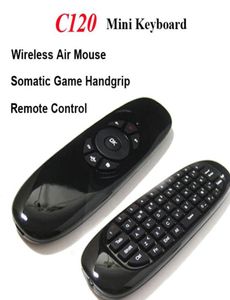 Control remoto 24G inalámbrico Fly Gaming Air Mouse C120 teclado 3D controlador de mango somático para decodificadores de portátiles Android TV3920495