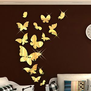Kit papillon 3D amovible autocollant mural acrylique pour maison salon décor autocollants papier peint