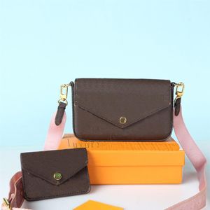 Mini embrague extraíble Bolsos de hombro marrones Estuche para tarjetas Cadena de estampado rosa Bolso para teléfono móvil Monedero Cartera cruzada Bolsos de diseño259y