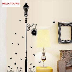 Amovible moderne minimaliste Style noir lampadaires papillon Stickers muraux salon chambre décoration de la maison autocollants