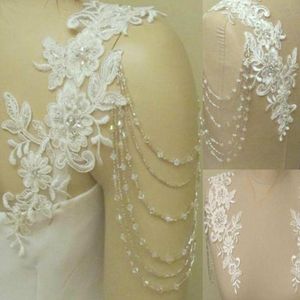 Bretelles de robe de mariée amovibles perles gland vestes haut en dentelle boléro de mariée enveloppes châle bretelles pour robe sans bretelles