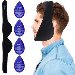 Éloignez Nouveaux emballages de pack de glace à la mâchoire réutilisables avec 4 packs de gel pour la thérapie de compresse froide chaude pour TMJ Relief Wisdom Dent de dents Pain anti-snore