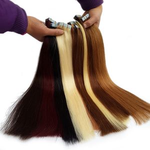 Remy Bande Dans Les Extensions De Cheveux Humains Pleine Cuticule Sans Soudure Bande Droite Extensions De Cheveux De Cheveux Humains 100g 40 Pcs/Pac Brun Moyen