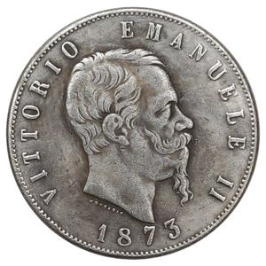 Réplique 1873 Italie 5 lires pièces de monnaie plaquées argent