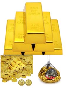 Réplique Gold Bar Fake Pirate Coins Party Nouveauté Décoration Golden Brick Bullion Réaliste Film Chasse Au Trésor Jeu Prop ABS Plastique