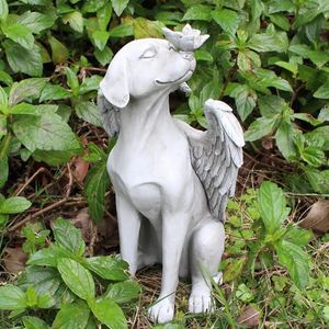 Estatua de perro de Ángel de resina, estatuilla de resina artesanal, estatuilla de estilo moderno, decoración, mesa para el hogar, escritorio, manualidades 240322