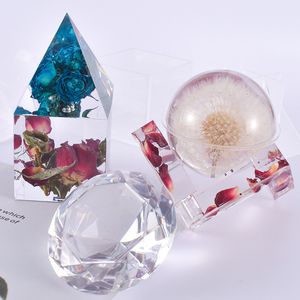 Moldes de fundición de resina, molde de resina epoxi de silicona, esfera, cubo, pirámide, diamante para arcilla polimérica, elaboración de joyas