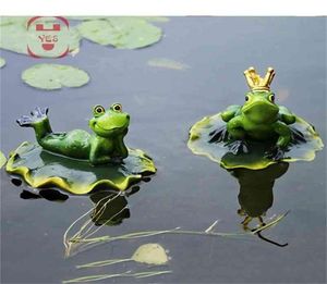 Résine Floating Frogs Statue Creative Frog Sculpture Pond extérieur Decorative Home Fish Tank Garden décor Ornement Y2009223461896