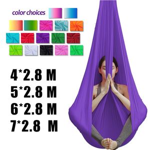 Bandes de résistance 19 Couleur Yoga Aérien Hamac Soie 4 5 6 7 2 8M Flying Swing pour Anti Gravité Inversions Sling 230720