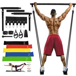 Bandes de résistance Kit de barre de Pilates avec ensemble élastique de musculation pour les sports de Fitness bande d'entraînement de bâton de corde de traction