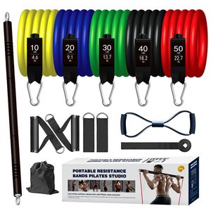 Bandas de resistencia Barra de entrenamiento de Pilates con 150LBS Bandas de resistencia Culturismo Muscle Fitness Stick Bandas de ejercicio de goma elástica Kit de barra de Pilates 230729