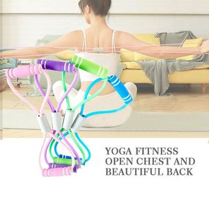 Bandas de resistencia, equipo de gimnasio para ejercicio de Yoga, cuerda de tracción, expansor de pecho de 8 palabras, tensión de tubo de entrenamiento muscular elástica