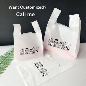 Restaurante Take Out Pizza Embalaje Pastel Regalos Organizador de plástico Bolsa de compras se puede personalizar 220613