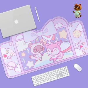 Descansa extra grande kawaii gaming mouse almohadilla linda pastel púrpura tom xxl escritorio tapón a prueba de agua accesorios para computadora portátil de laptop