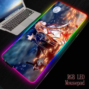 Rests XGZ Sword Art Online alfombrilla de ratón para gamers Gamer RGB Mause Pad gran alfombrilla de ratón de Anime XXL accesorios de juego para teclado de escritorio alfombrilla LED