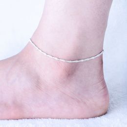 Розничная продажа, 3 шт., браслет из стерлингового серебра 925 пробы, уникальные красивые сексуальные простые бусины, серебряная цепочка, ножной браслет, ювелирные изделия для ног