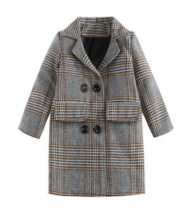 Détail fille revers épais plaid Trench Coat enfants manteaux d'hiver filles style britannique designer pardessus vestes d'extérieur veste enfants 9929251