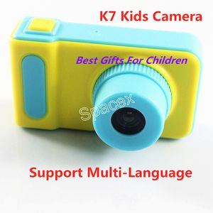 Venta al por menor K7 cámara para niños Mini Digital lindo dibujos animados niños juguete niñas niños regalo de cumpleaños soporte multilingüe