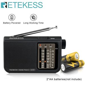 Retekess V117 Radio AM FM analogique à transistor à ondes courtes alimentée par une pile AA avec de grands boutons, idéale pour l'intérieur et les personnes âgées 240102