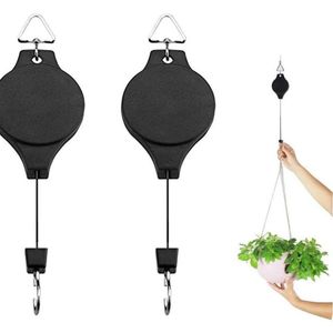 Polea retráctil para plantas, ganchos colgantes resistentes ajustables para colgar cestas de flores para cestas de jardín, macetas y comedero para pájaros RRE15077