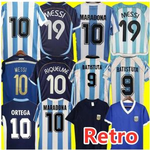 Rétro 1986 Argentine Maillot de football Maradona CANIGGIA 1978 1996 Maillot de football Batistuta 1998 RIQUELME 2006 1994 ORTEGA CRESPO 2014