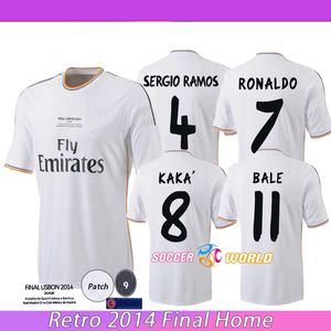 Retro 2014 Final Lisboa Sergio Ramos Soccer Jersey Modric ISCO Real Madrid Camisas blancas White Bale Marcelo Benzema Ronaldo Uniformes S-XXL Camisa de fútbol Uniformes