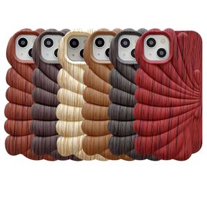 Retro 3D Imitation steroscopique Case de téléphone à grains en bois pour iPhone 14 plus 13 Pro Max 11 12 Couverture protectrice Anti-automne.