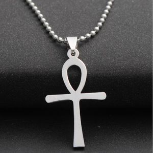 Colliers avec pendentif égyptien antique rétro, en acier titane, croix Ankh religieuse, pour femmes et hommes, symbole de vie, bijoux