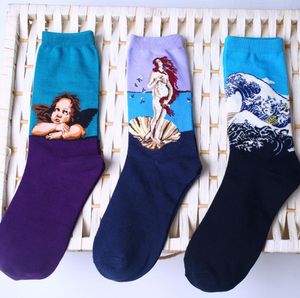 Retro Kunst Ölgemälde Socken Männer Frauen Mädchen hohe qualität Socken Europa Stil Neuheit Berühmte Harajuku lustige 3D Gedruckt Socke großhandel