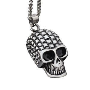 Retro Negro Plata Hombres Colgante Acero inoxidable Moda Esqueleto Cráneo Collar Europa Estados Unidos Comercio exterior Vintage Punk Joyería