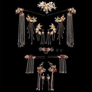 Rétro Style Chinois Cheveux Ornements Mariée Gland Han Vêtements Accessoires Femmes Coiffure De Mariage Boucles D'oreilles Fournitures L230704