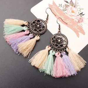 Retro Designer Tassel Dangle Vintage Vintage En Alliage Oreille Drop Filles Sexy Filles Fringe Boucles d'oreilles Mode Femmes Bijoux 12 Couleurs 20Pairs 20Pairs / Lot