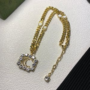 Rétro Diamant Pendentif Collier 18K Chaîne En Or Ras Du Cou Femmes Hommes Bijoux De Noce Cadeau Collier Nouveau Style En Acier Inoxydable 925 Ruban Collier En Gros