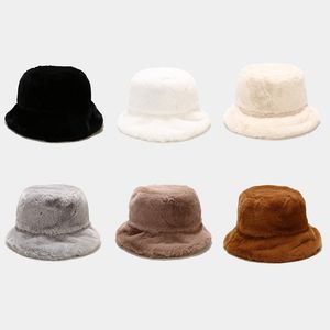 Chapeau seau rétro en fausse fourrure de lapin pour femme, chapeau chaud d'hiver, Panama, protection solaire d'extérieur, cadeau pour dame, HCS255