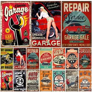 Retro Garage Car Decorative Metal Painting House Metal Sign Plate Posters on The Wall Tin Sign Vintage Poster Decor Wall Art Room Decoration 20cmx30cm Woo