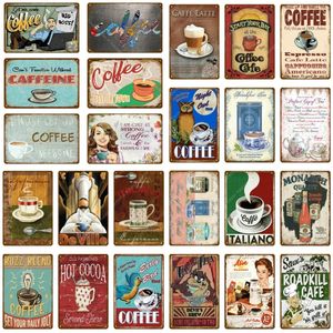 rétro Italiano Hot Cocoa art Tin decor Metal Sign Wall Art Plate Drink Coffee Poster Bar Kitchen Pub Cafe Decor Vintage Retro Wall tin Sticker taille 30x20cm w02