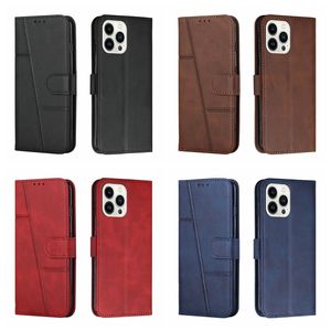 Étuis portefeuille en cuir rétro pour Iphone 15 Pro Max Plus Samsung S23 FE M14 F14 A25 5G OPPO Realme 11 Pro C53 C55 A1 9i Vintage Flip Cover Frame Credit ID Card Slot Holder Pouch