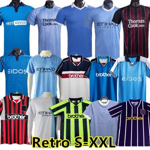 Retro Man Soccer Jerseys 13 14 15 16 City 97 1998 1999 2000 01 02 03 2011 2012 1972 EIDOS Gallagher WEAH Tevez Kun Agüero Dzeko Kompany Vintage Manchester Shirts Kit 81 82