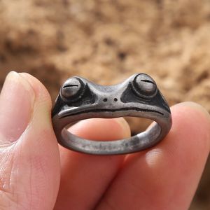 Retro Mens Frog Ring 14k Gold Frog Animaux Punk Hip Hop Simple Biker Ring Jewelry Gift Wholesale Taille 7-13