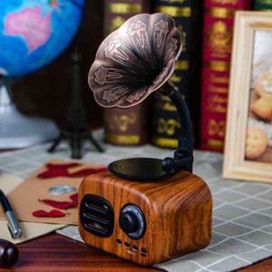 Rétro Mini phonographe stéréo musique radio sans fil Bluetooth haut-parleur compatible Soundbox vente en gros Dropshipping Y211229