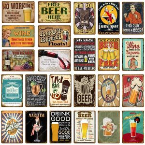 Rétro pas de travail bière gratuite ici art peinture métal signes Bar décor Vintage mur Art peinture plaque Restaurant Plaque Moscou vin étain affiche taille 30X20CM w02